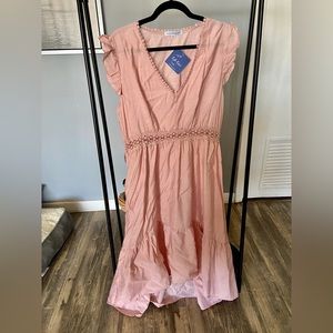 Blush Pink Ruffle Sleeve Dress